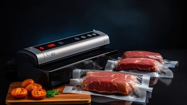 Vacuum sealer and vacuum sealed meat.